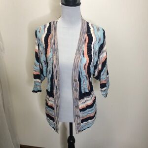 Charlotte T  womens multi color striped shell button cardigan shirt size small​